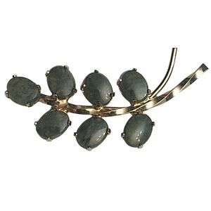 Vtg Burt Cassell 12k Gold Filled Jade Blossom Pin Brooch